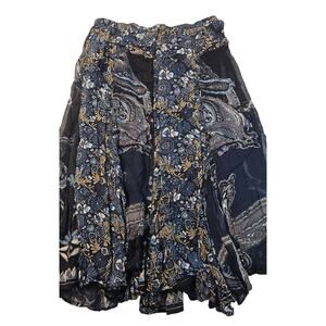Coldwater creek PM M PETITE chiffon lined Maxi skirt flowy pleated mixed media +